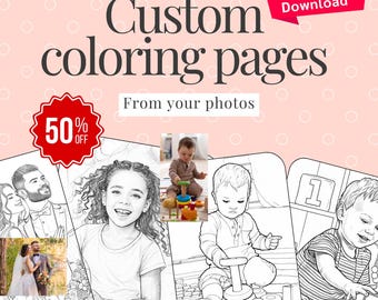 Páginas para colorear personalizadas, página para colorear personalizada a partir de fotos, foto de boda para adultos para colorear, regalo de Pascua, archivo digital
