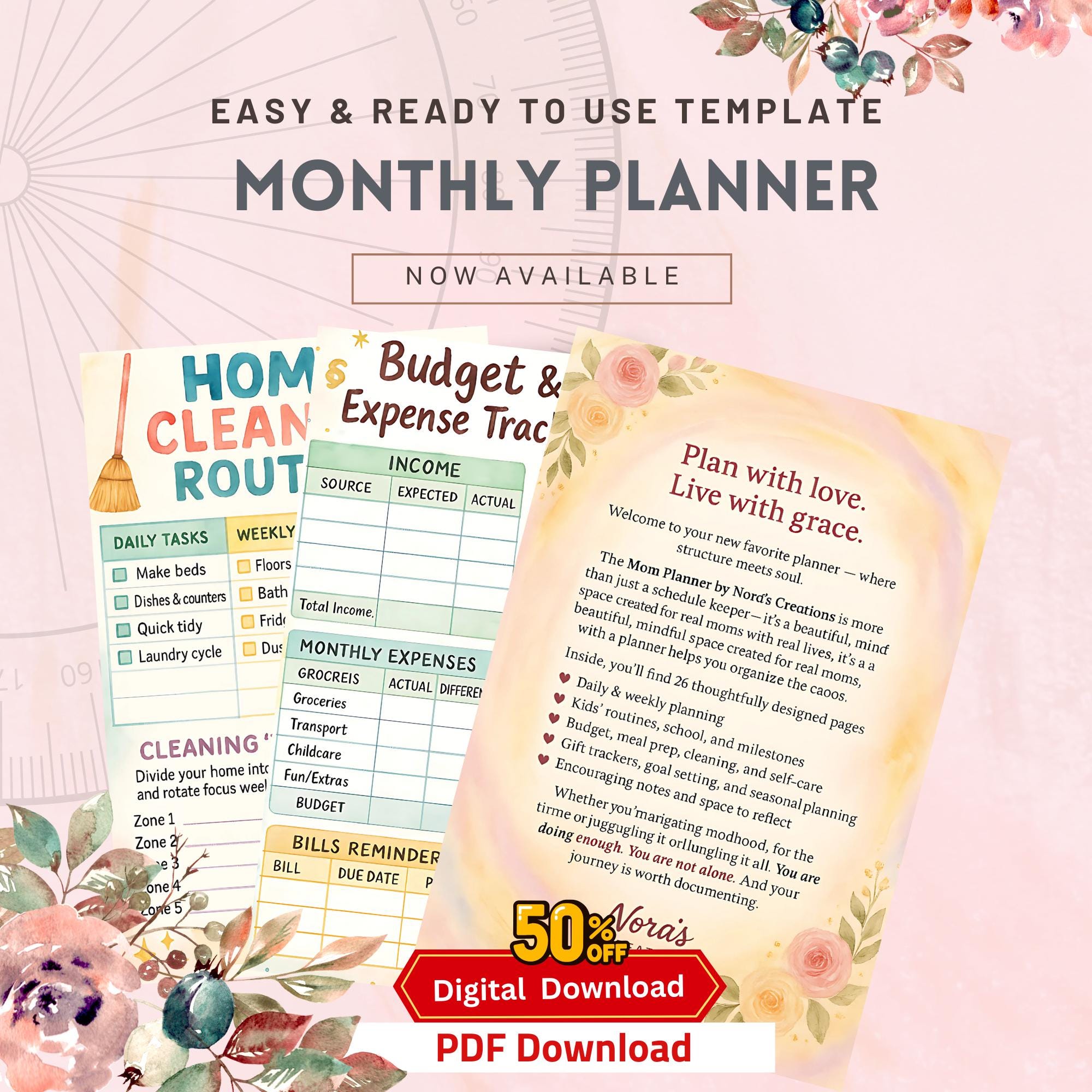 2026 Daily Weekly Monthly Busy Mom Planner Printable Family Organizer ...