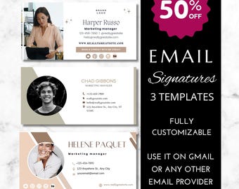 Plantillas de diseño de firmas de correo electrónico editables (2026) (Canva) / Paquete de firmas de correo electrónico digitales