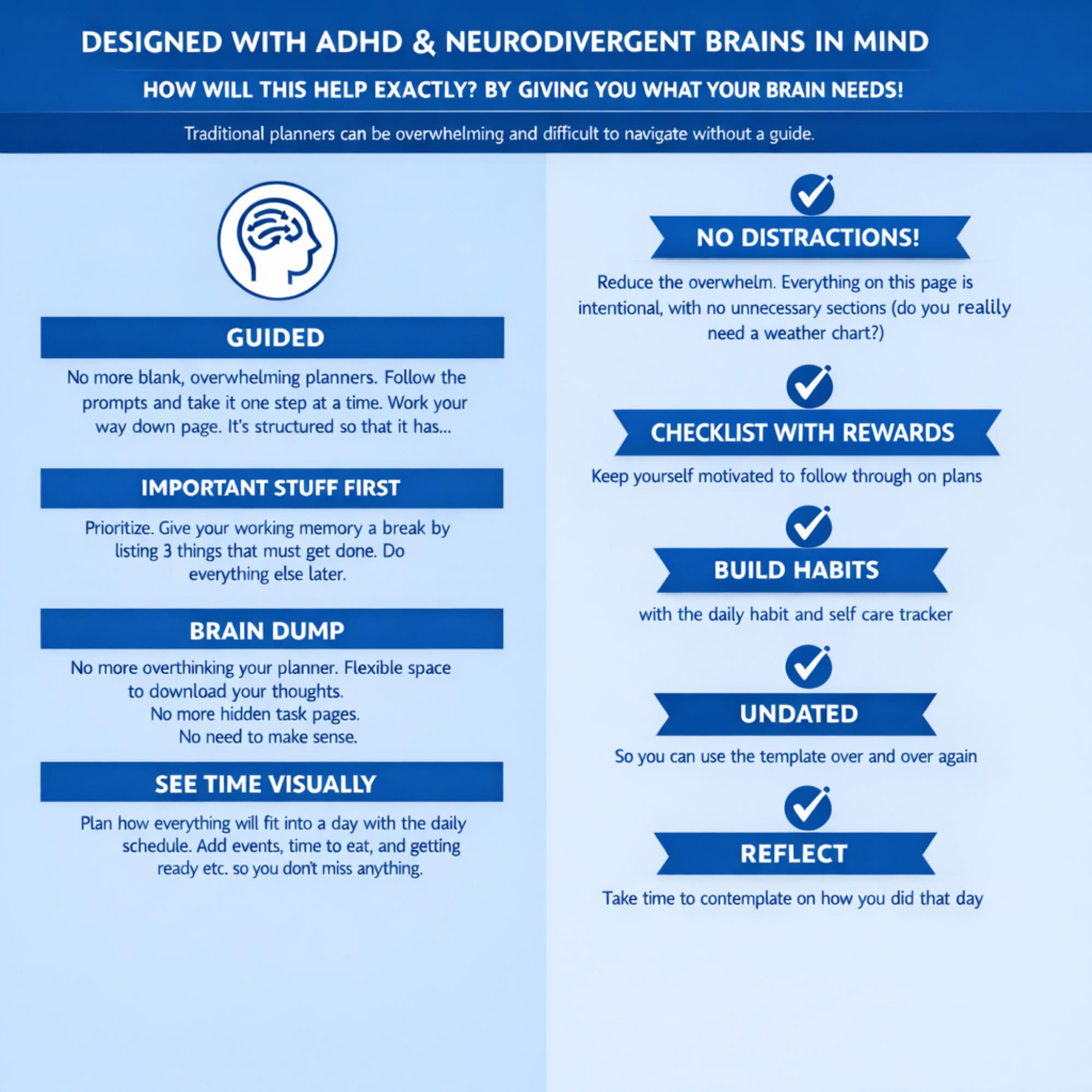 2026 Printable ADHD Brain Dump Digital Planner | Canva Editable ADHD ...