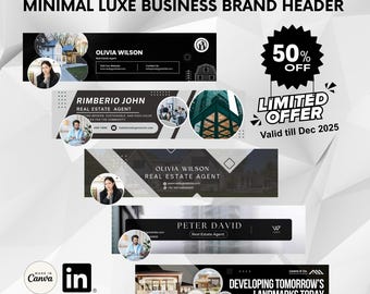 Realtor LinkedIn Banner Template | Real Estate LinkedIn Branding Kit (Canva Editable)