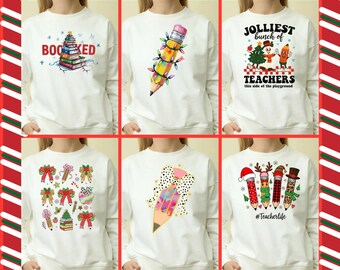 Paquete de imágenes PNG navideñas para profesores, estilo coqueto (descarga digital)