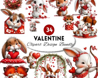 Paquete de imágenes PNG de San Valentín con diseños de amor (descarga digital)