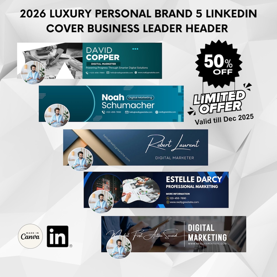 2026 Editable Linkedin Banner Canva Template Personal Branding Cover