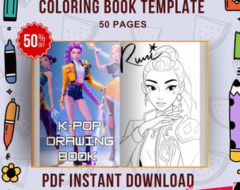 Páginas para colorear de cazadores de demonios del Kpop para imprimir. Saja boys. Personajes del Kpop Huntrix. Libro para colorear para niños.
