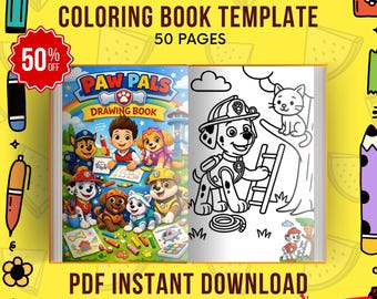 Dibujos para colorear de la Patrulla Canina, Libro para colorear digital, Página para colorear, Patrulla Canina, libro para colorear, Dibujos para colorear de la Patrulla Canina Navidad, 50 páginas en PDF