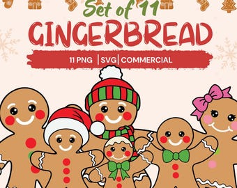 Clipart de hombre de jengibre, galleta navideña SVG PNG (descarga digital)