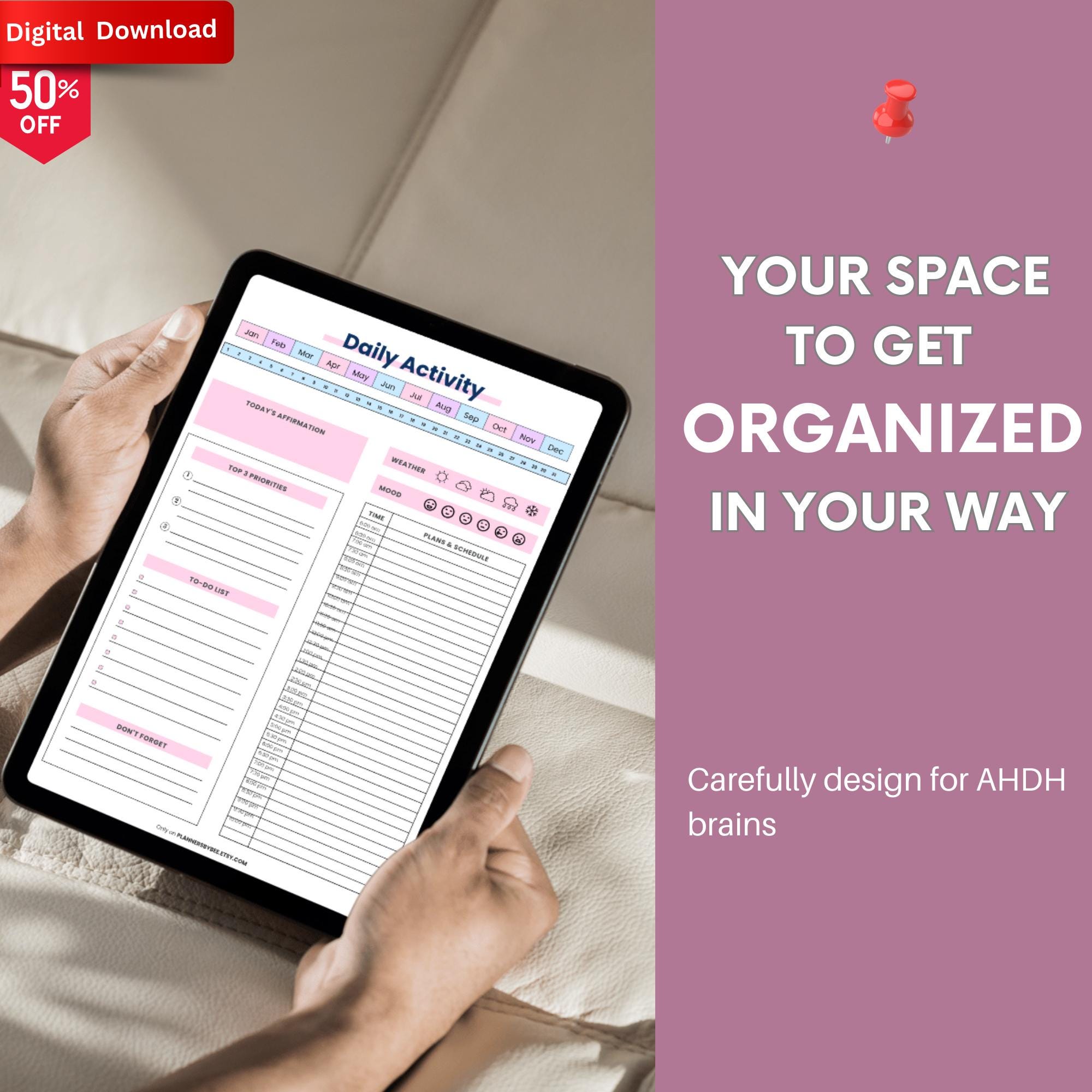 Brain Dump Digital Planner | Printable ADHD Daily Weekly Monthly ...
