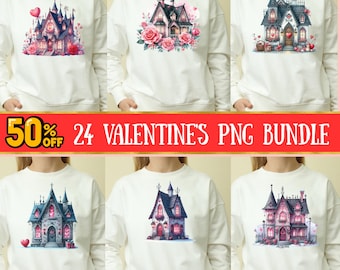 Roses Gothic house Valentines png Clipart collection, Heart Gothic png, Sublimation designs