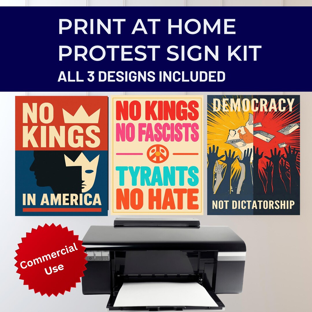 Anti-trump Protest Sign Bundle PRINTABLE, No Kings in America Political ...