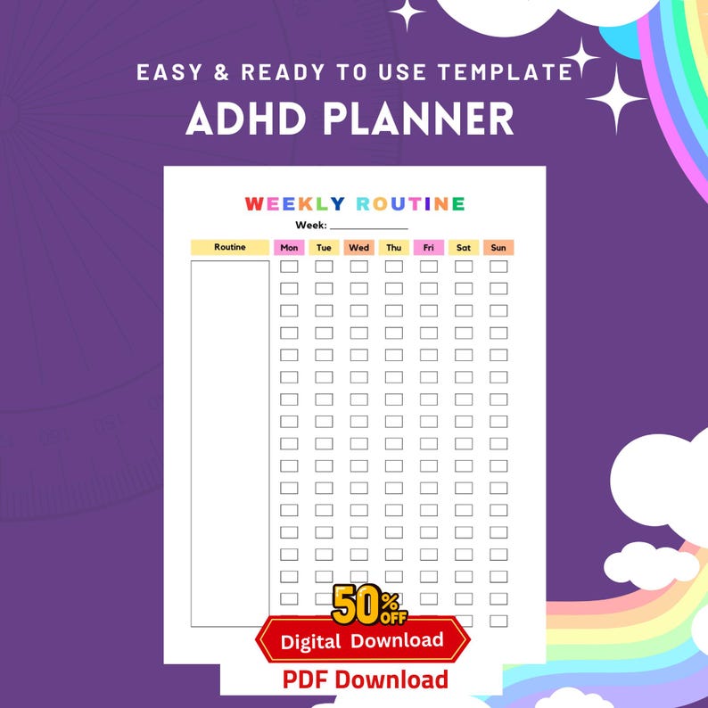 2026 Editable ADHD Planner for Kids Canva Template | Daily Weekly ...
