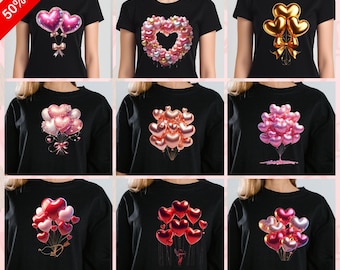 Paquete PNG de corazones de San Valentín: Frases de amor, diseños de sublimación (descarga digital, 33 archivos)