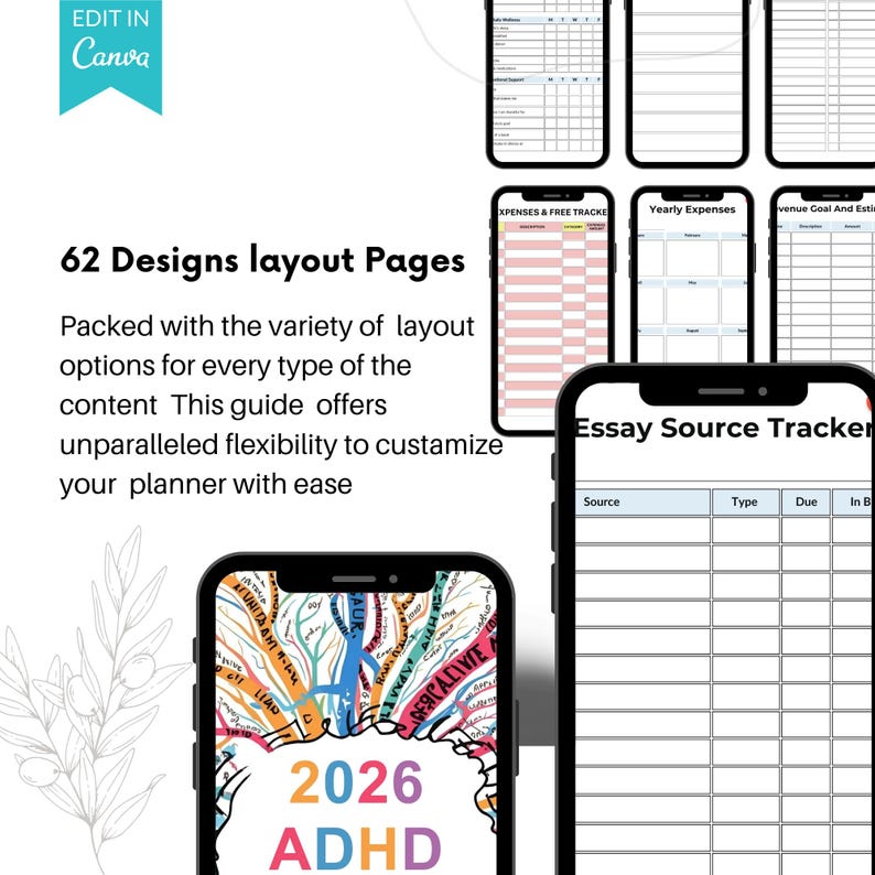 2026 Printable ADHD Brain Dump Digital Planner | Canva Editable ADHD ...