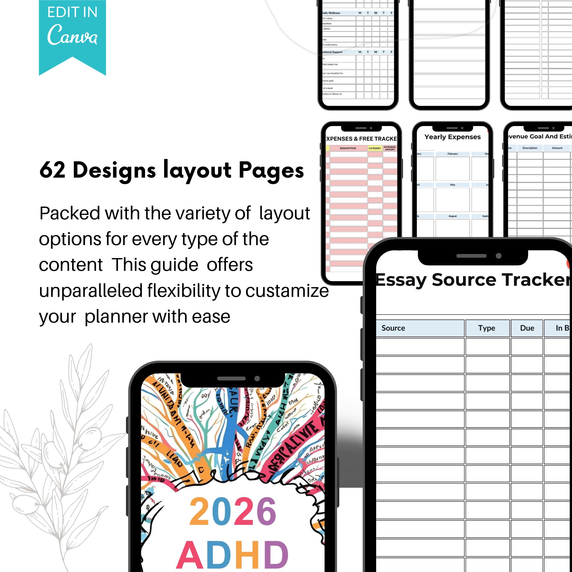 2026 Printable ADHD Brain Dump Digital Planner | Canva Editable ADHD ...