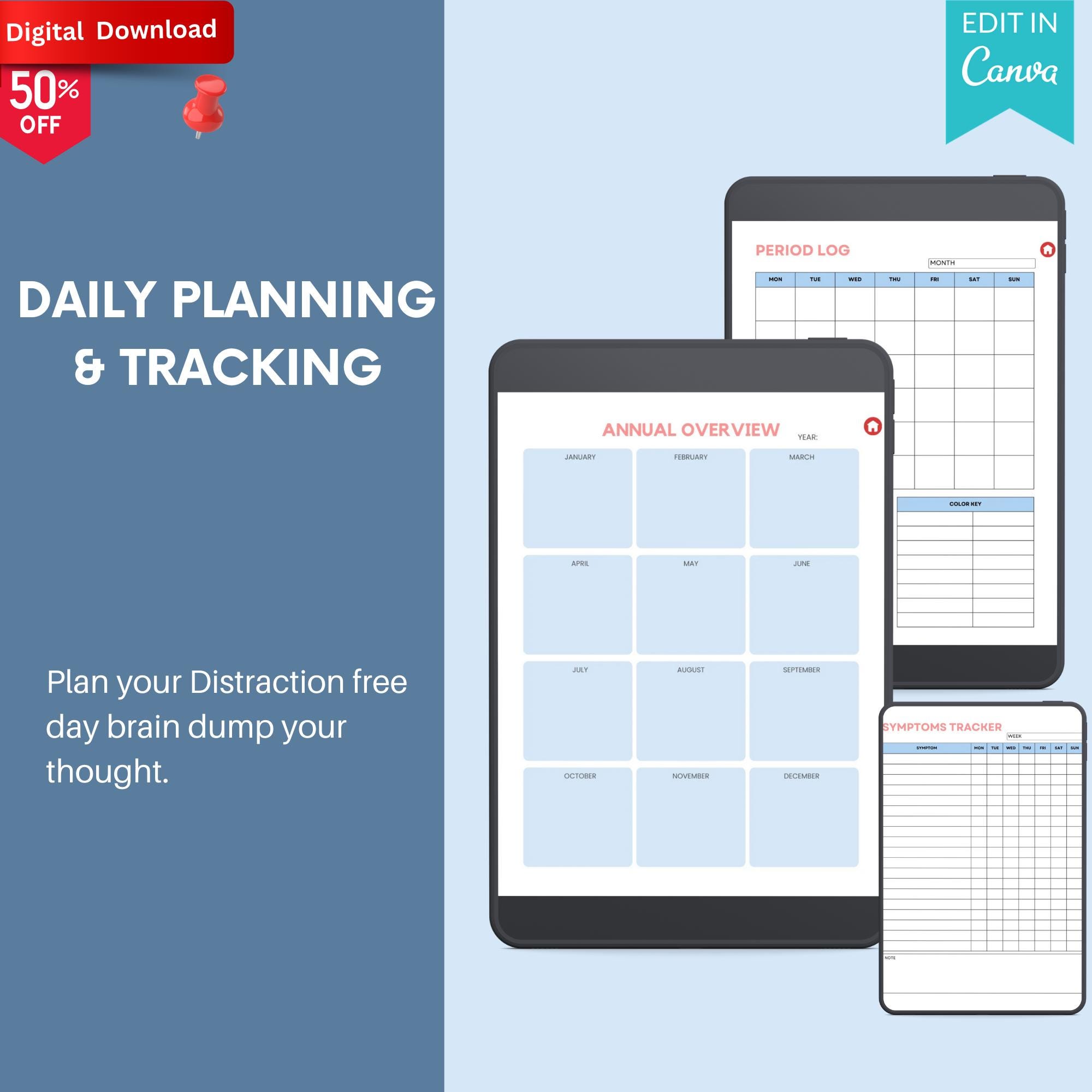 2026 Daily Weekly Monthly ADHD Digital Planner Printable for Adult ...