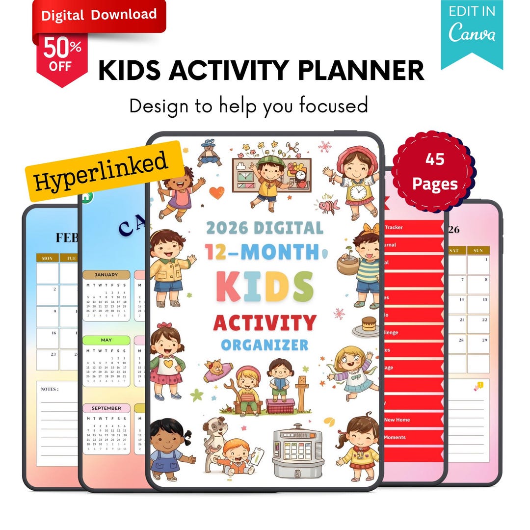 2026 Daily Weekly Monthly Digital Planner for Kids | All in One ...