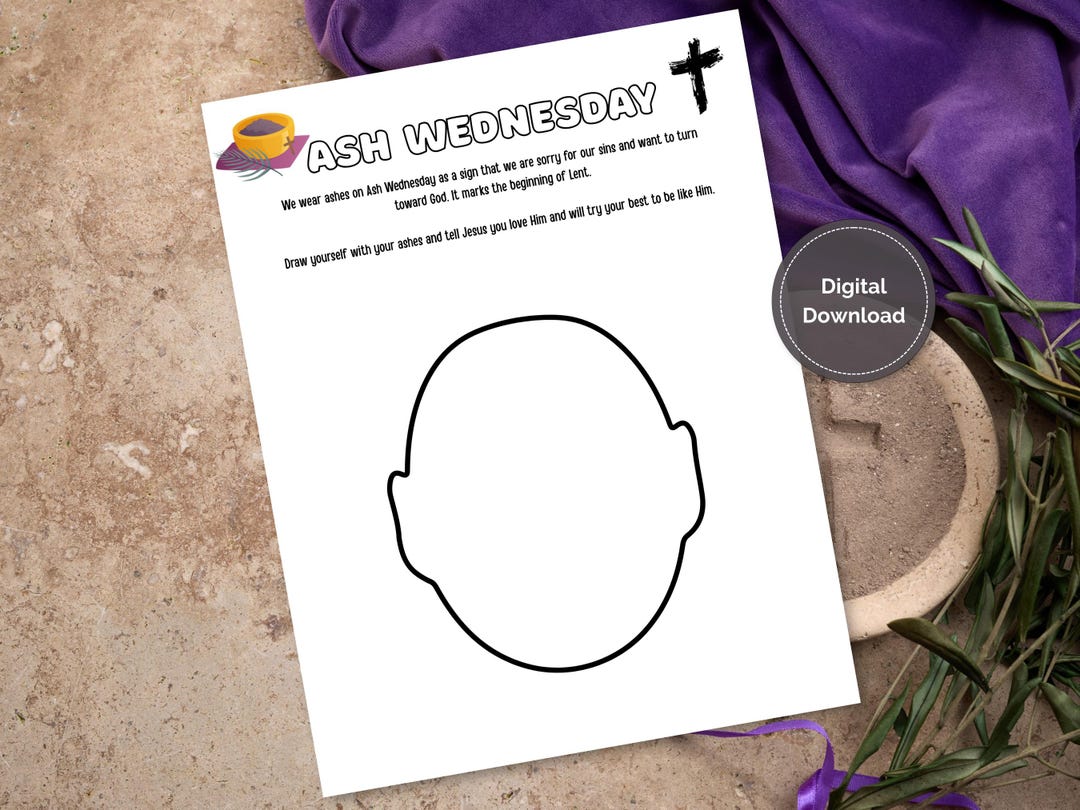 Catholic Kids Ash Wednesday Coloring Page, Printable Lent Activity ...