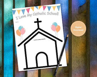 Catholic Schools Week Activity, Kids Catholic Schools Week Craft (Digital Download)