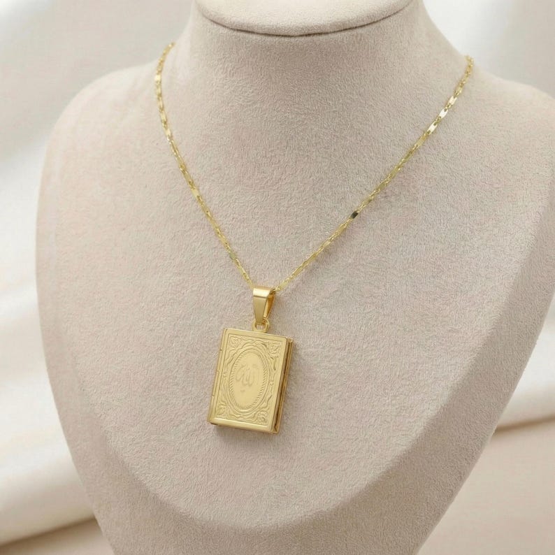 Quran Book Locket Necklace – Allah Pendant With Gold and Silver Options ...