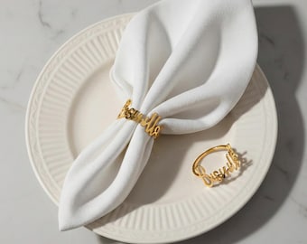 Set of 6 Bismillah Napkin Rings - Gold or Silver Finish