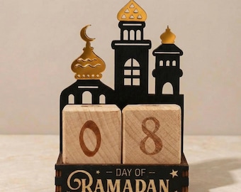 Calendario de cuenta regresiva del Ramadán de madera