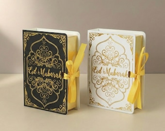 Set of 5 pcs Eid Mubarak Gift Boxes with Gold Foil