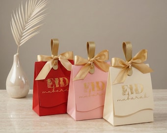 Set of 10, 20, 50 pcs Eid Mubarak Gift Boxes With Satin Ribbon