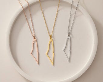 Stainless steel Palestine Map Necklace - Arabic Jewelry