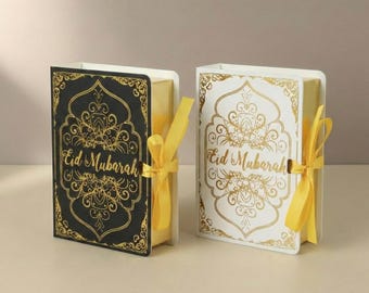 Set of 5 pcs Eid Mubarak Gift Boxes with Gold Foil