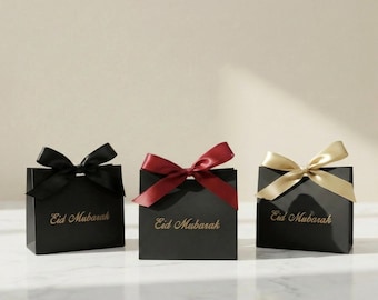 Set of 10, 20, 50 pcs Eid Mubarak Gift Boxes With Satin Ribbon