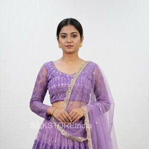 Designer Net Lehenga Choli,Thread, Zari & Sequence Work,Bridal Lehenga,Wedding Festive Wear Lehenga Set with Net Dupatta