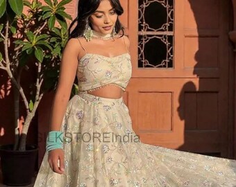 Wedding Wear Premium Silk Lehenga Choli,Heavy Embroidery,Rainbow Sequins and Pearl Lace Dupatta,Indian Traditional Bridal Wear Lehenga Choli
