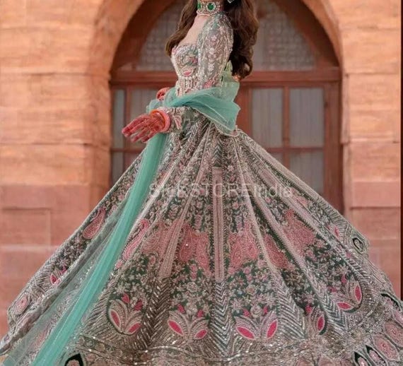 Kasturi Silk Lehenga Set, Heavy Embroidery, Pearl Work, Net Dupatta