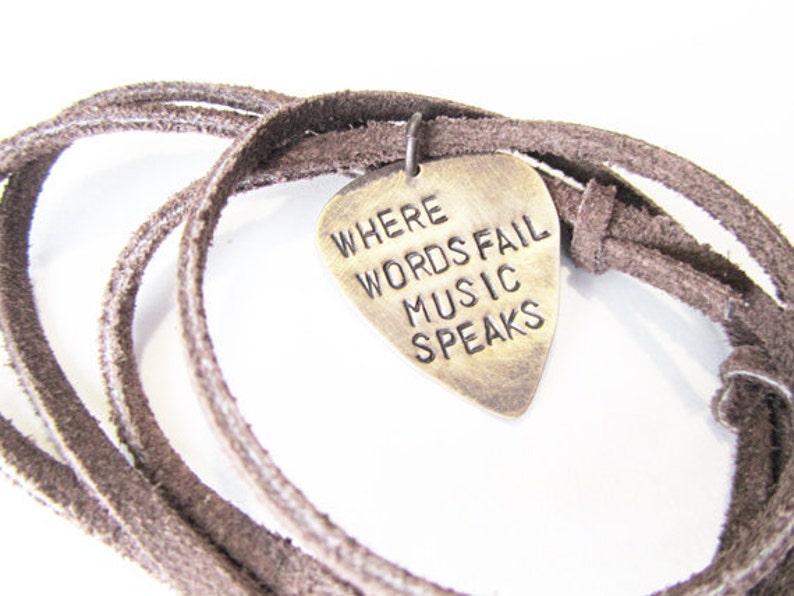 Metal Guitar Pick Necklace Hand Stamped Jewelry Mens Etsy