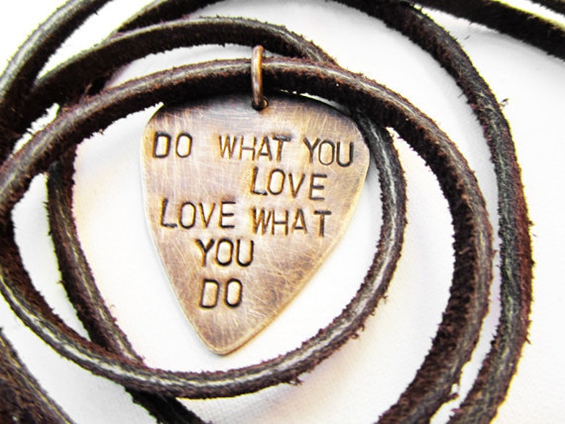 Guitar Pick Pendant Leather Necklace Mens Necklace Gift Etsy