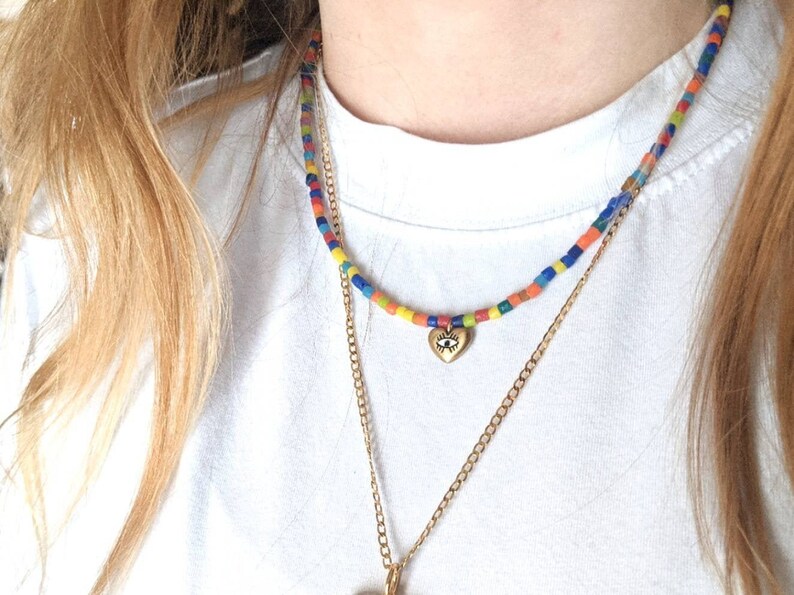 evil eye necklace Beaded necklace gold eye necklace
