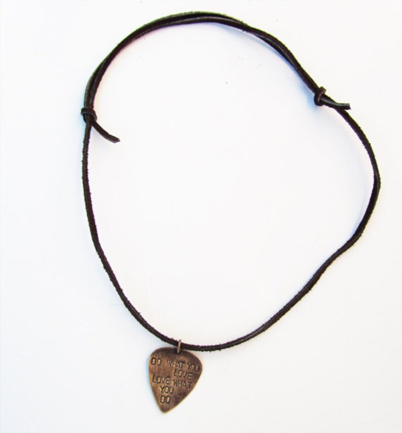 Guitar Pick Pendant Leather Necklace Mens Necklace Gift Etsy