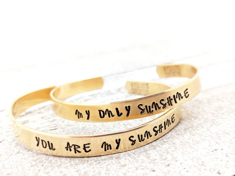 mom, inspirational bracelets - you are my sunshine my only sunshine friendship, custom stamped bracelet, mother of the bride gift, christmas 