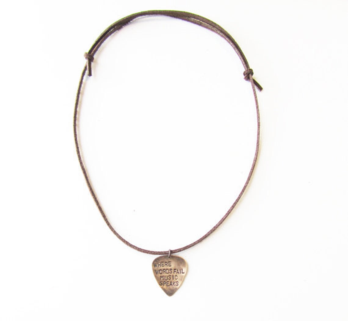 Metal Guitar Pick Necklace Hand Stamped Jewelry Mens - Etsy