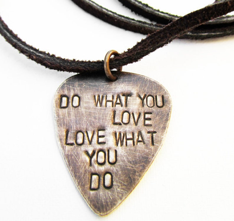Guitar Pick Pendant Leather Necklace Mens Necklace Gift Etsy