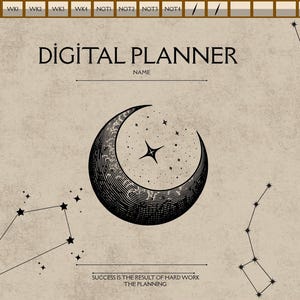 AstroLuna Digital Planner, Astronomy & Moon Themed Journal | Celestial GoodNotes Planner PDF