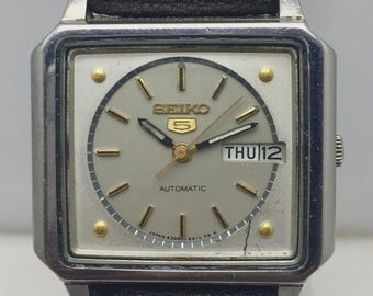 Seiko 5 Automatic 6309-546 A Day/Date Grå Urtavla Vintage Herrklocka