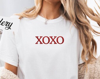 XOXO Embroidered Top, Valentine’s Day Minimal Love Design, Aesthetic Romantic Style