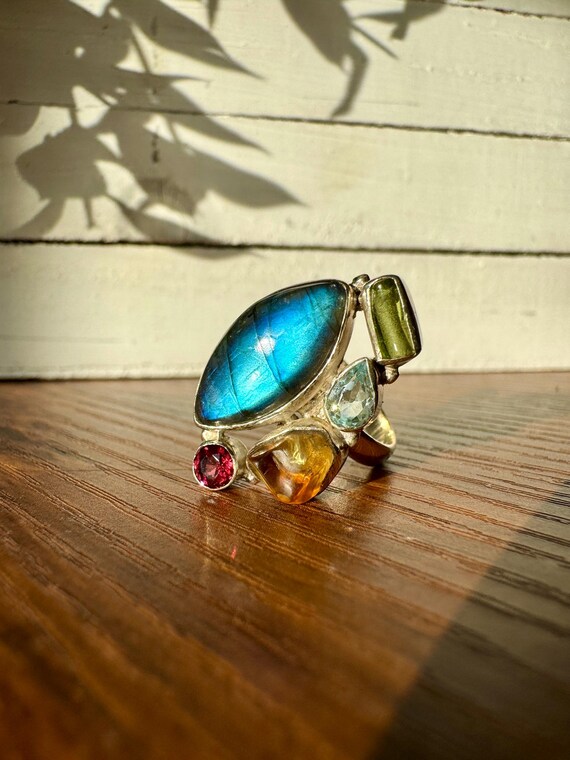 Multi-Gemstone Sterling Silver Statement Ring – L… - image 5