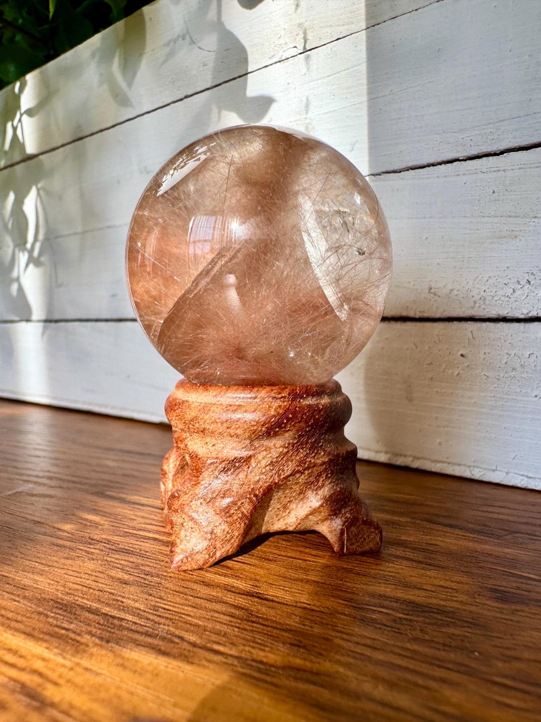 Pink Rutilated Quartz Pink Rutilated Quartz Sphere — 40 Mm Blush Needle Inclusion Crystal - Etsy