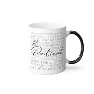 Be Patient Heat Sensitive, Color Changing From Black To White Ceramic Coffee Cup