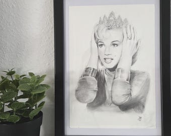 Marilyn Monroe Original Portrait Artwork Graphite Pencil Drawing