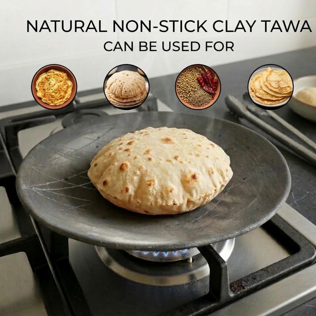 Roti Tawa Made From Black Clay | Terracotta Non Stick Pan | Handmade ...
