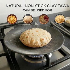 Roti tawa made from Black Clay | Terracotta non stick Pan | Handmade Roti Maker tava | Indian Cooking Pan | Earthen Clay Kitchenware