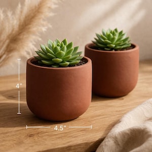 Maceta de arcilla, maceta de terracota para jardinería de interior, maceta hecha a mano, ideal como regalo para amantes de las plantas, jarrón antiguo para plantas, juego de macetas para exteriores.